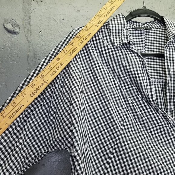 INDIBRAND Popover Blouse Women's L Collared Gingham Check Long Sleeve Cotton - Picture 14 of 14